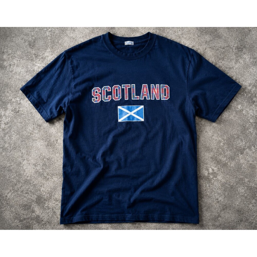 Scotland Navy Blue Scottish Flag Saltire Graphic Souvenir T Shirt Mens Large